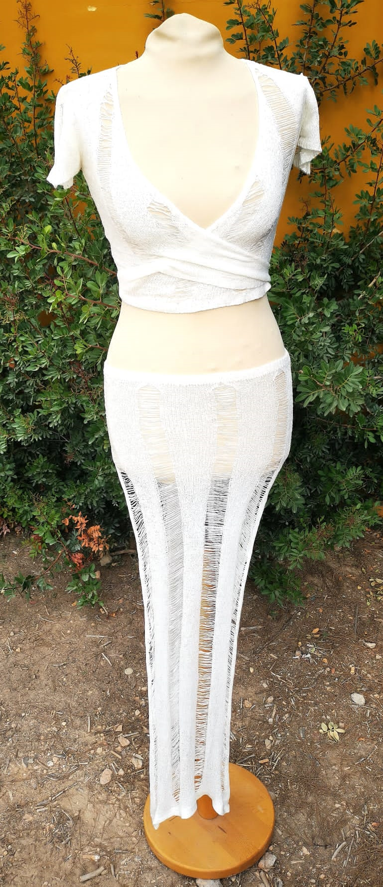 LOLITA TOP+SKIRT 100% BAYON ONE SIZE WHITE OR CREAM FAFUCOLLECTION